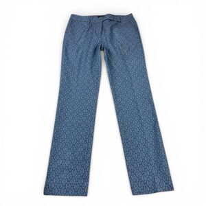 Etcetera Jaquard Dress Pants Blue Harlequin Trousers Classic Straight Leg Size 6